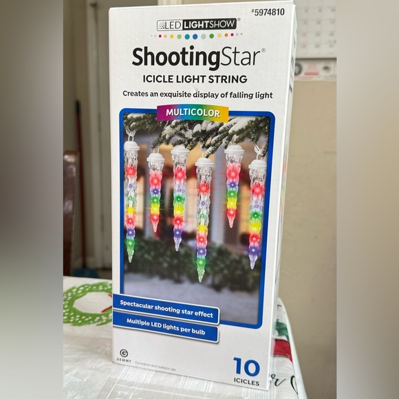 Gemmy Lightshow Shooting Star Multi-Color LED Falling Icicle Lights Set of 10 - Picture 1 of 9